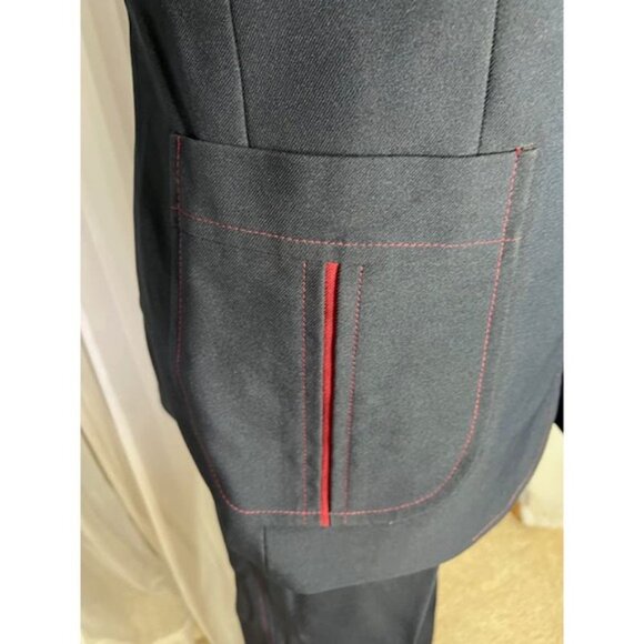 Johnny Carson suit blazer Vintage 1970s mod navy red - Picture 4 of 16